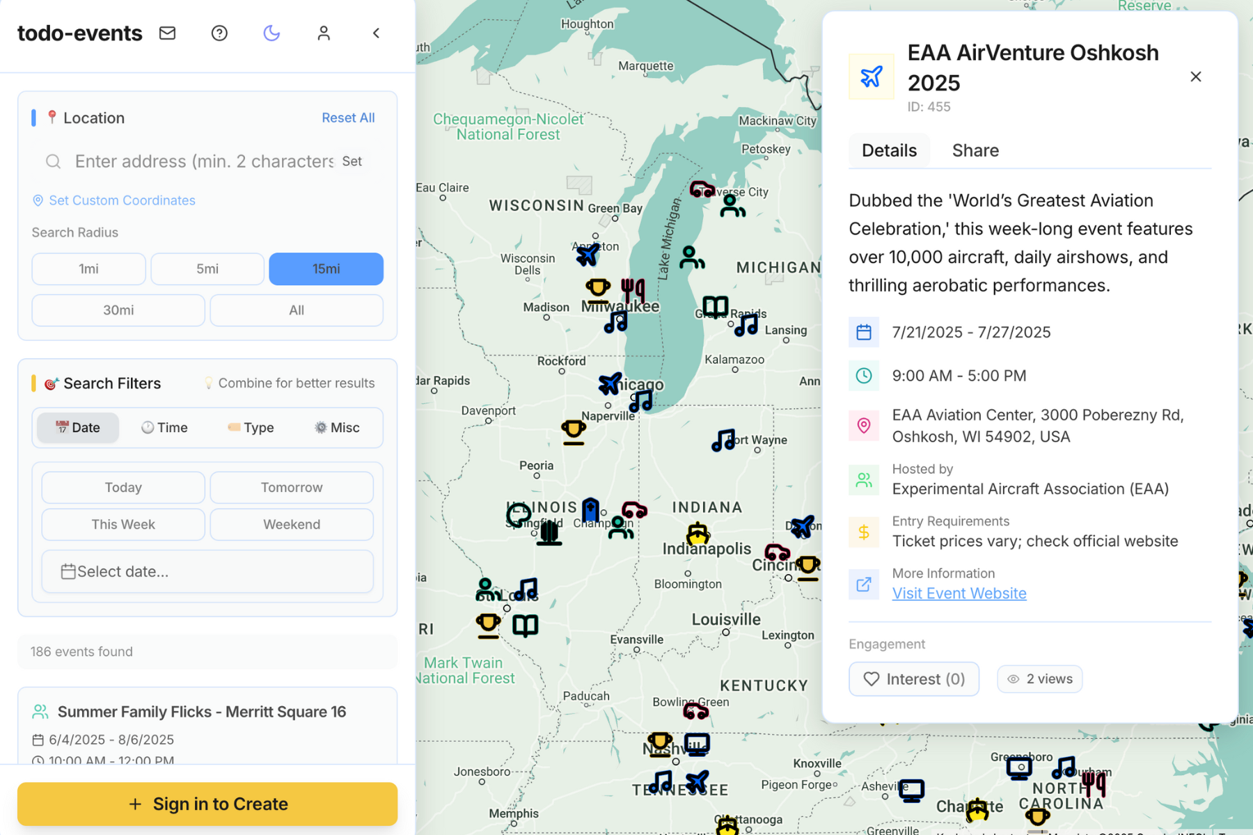 TodoEvents Platform Interface